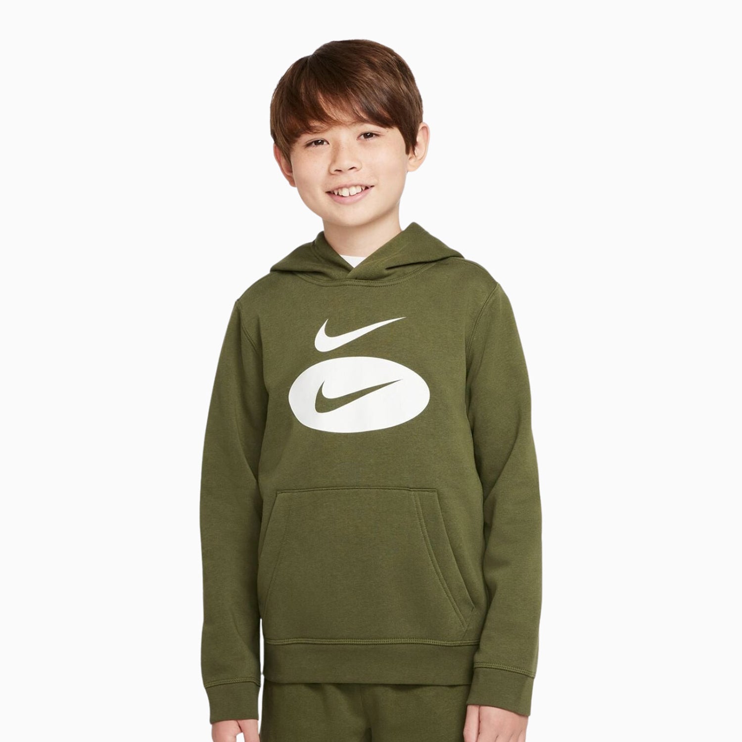 Green nike 2024 swoosh hoodie