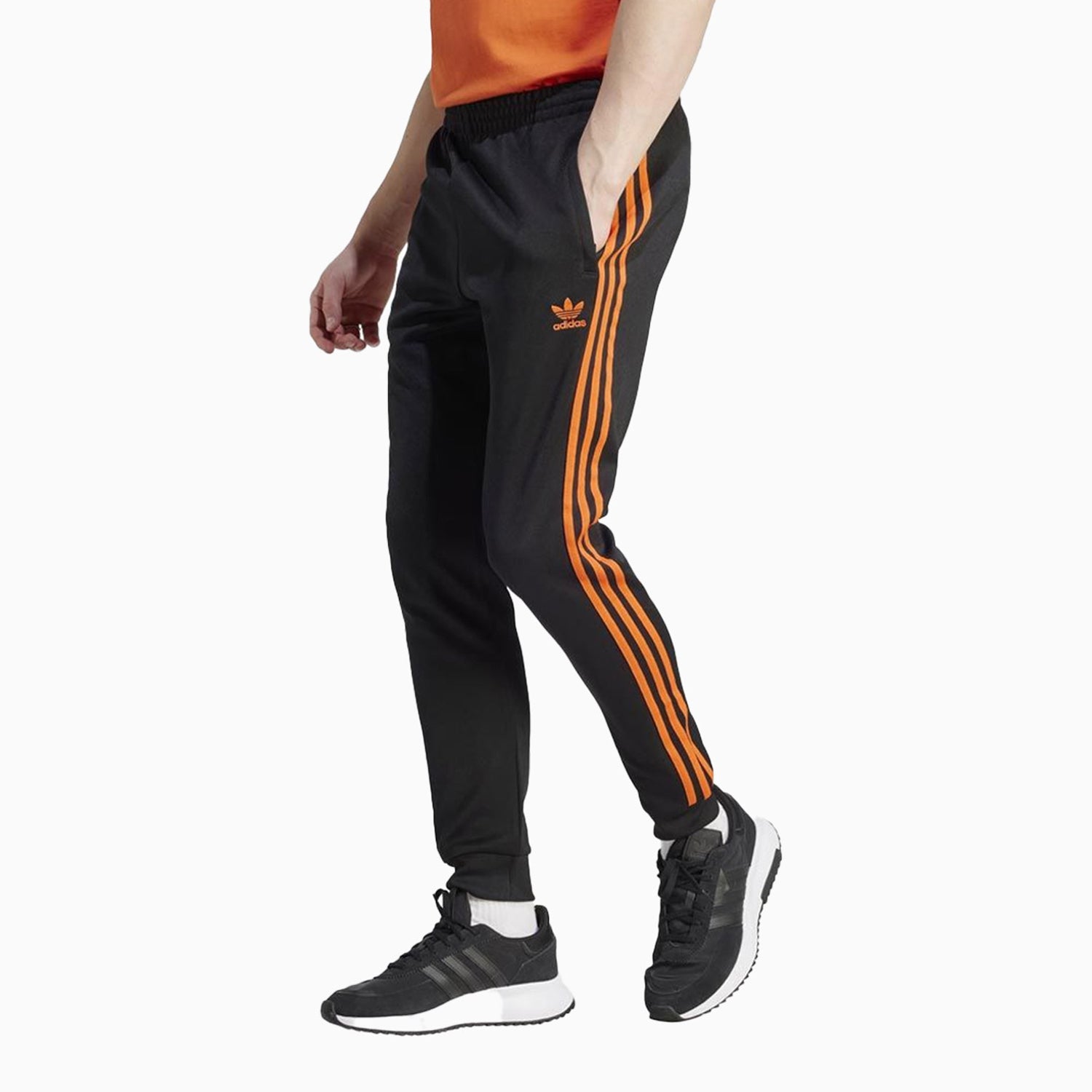 Adidas Men s Adicolor Classics SST Track Pant Black Impact Orange 4XL