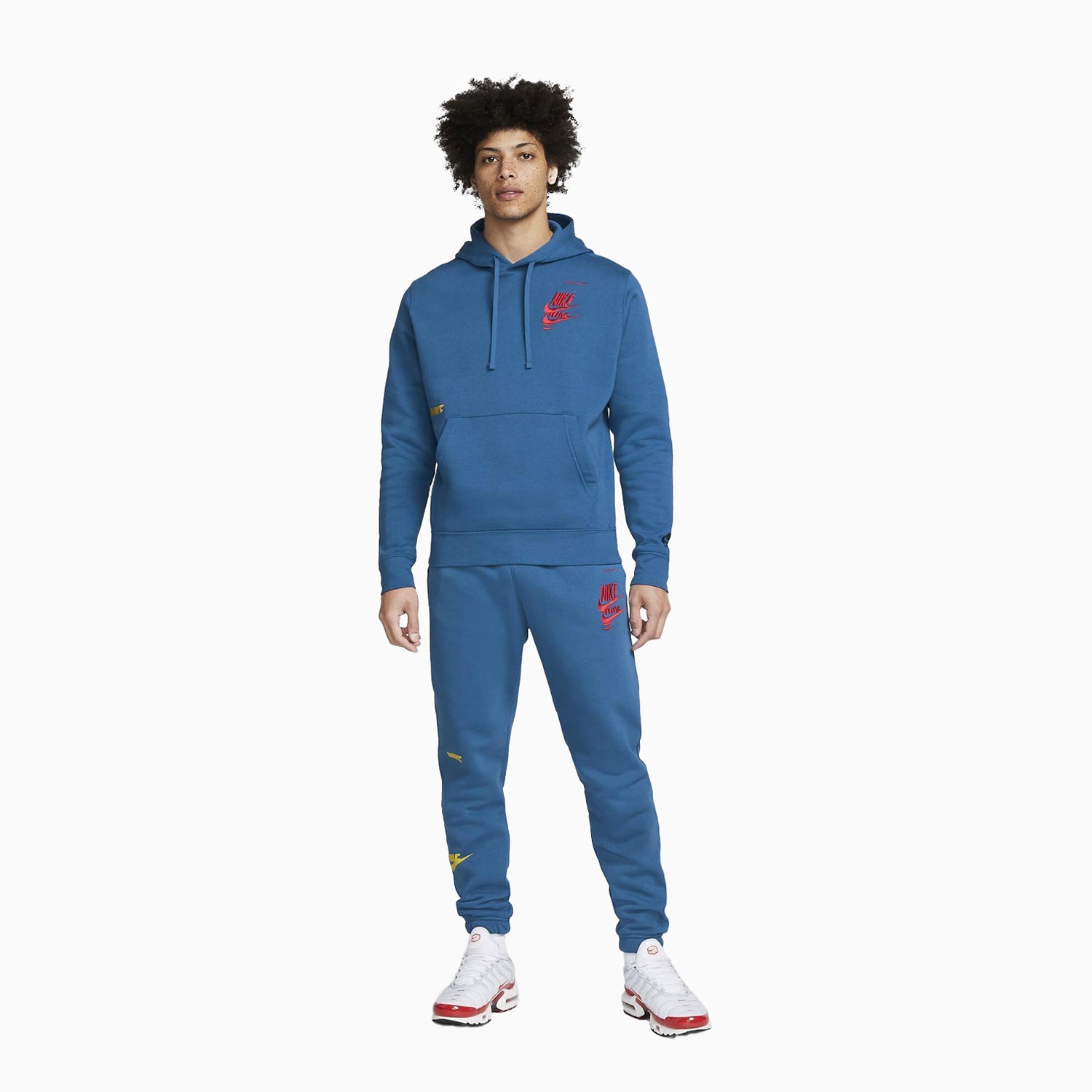 S Mens Nike Sportswear Sport Essentials+ popular Fleece Double Swoosh Hoodie DM6873 Blue