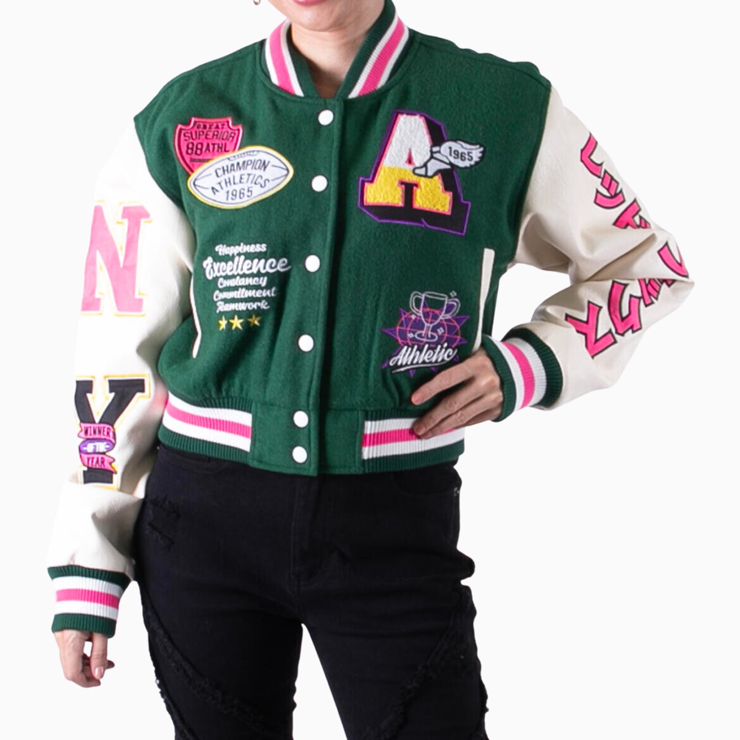 WMNS Smoke Rise Wool Crop Fashion Varsity Jacket