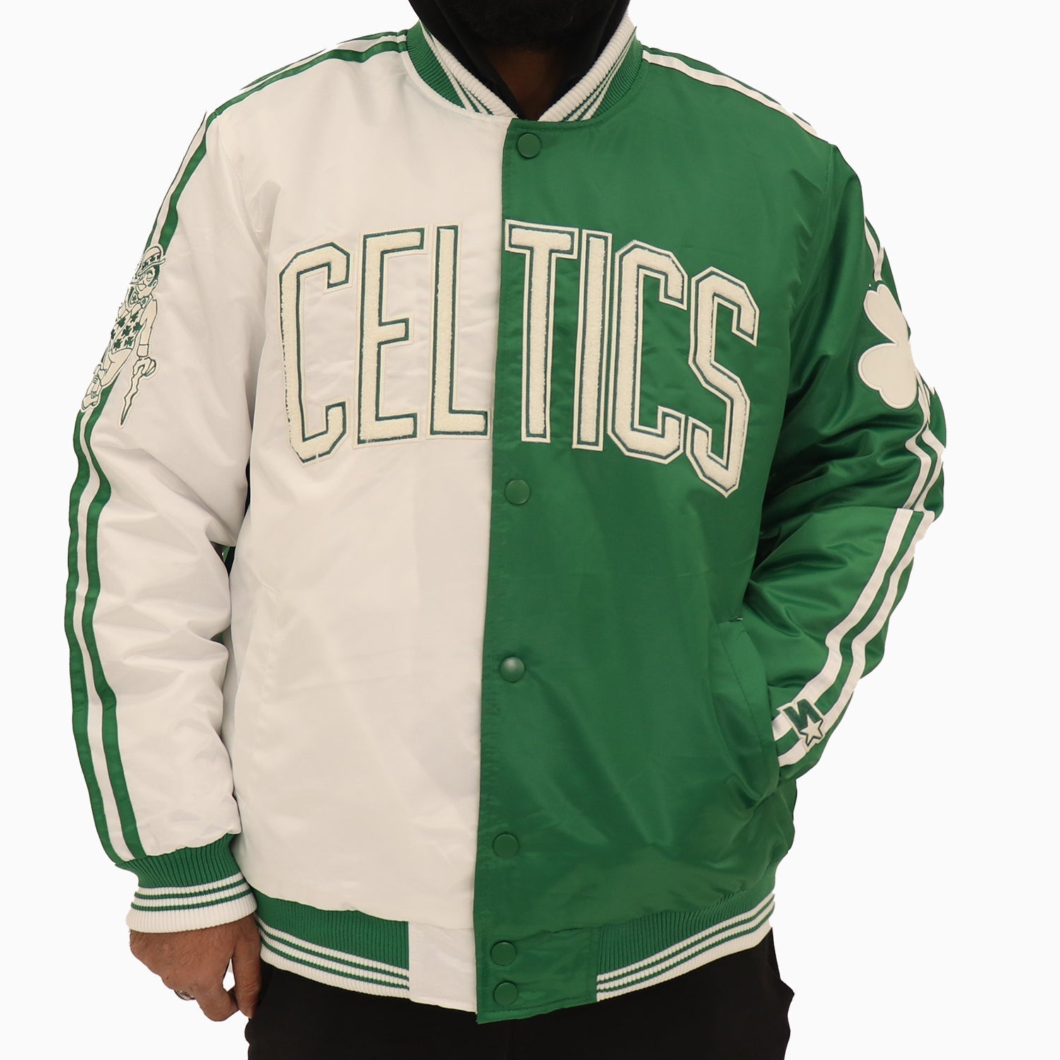 Starter Men s Boston Celtics NBA Varsity Satin Jacket Green L