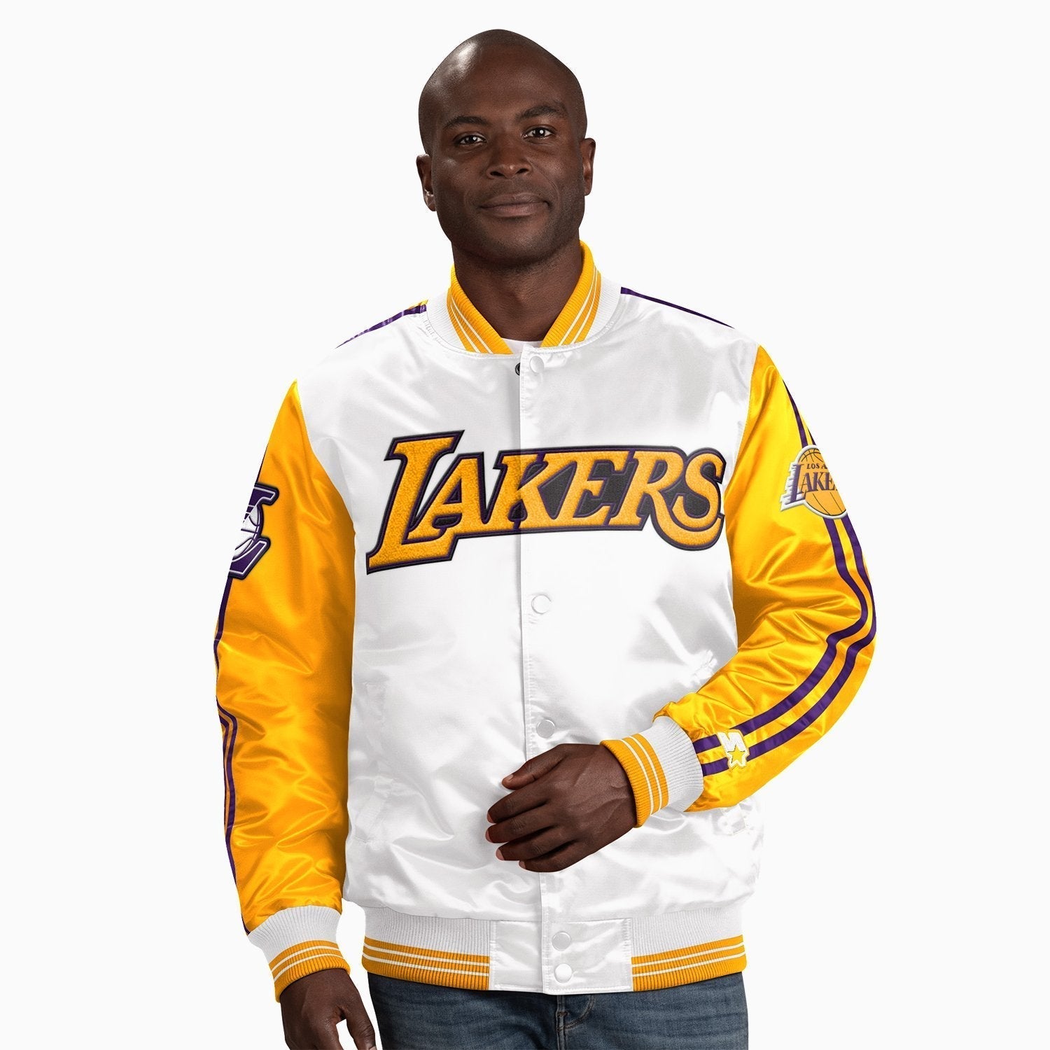 Adidas Track Jacket Lakers NBA White Purple Yellow Mens Medium