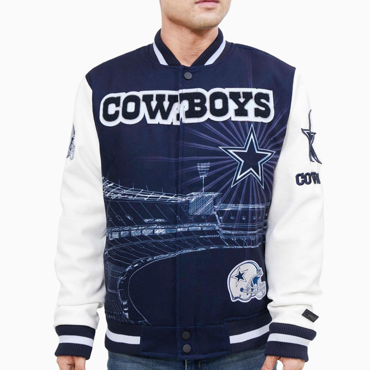 Men's Dallas Cowboys Pro Standard Navy/White Logo Varsity Full-Zip Jacket