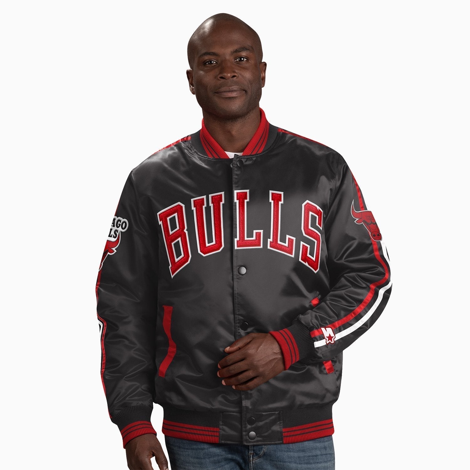 Maker of Jacket NBA Teams Jackets Chicago Bulls Orange Satin