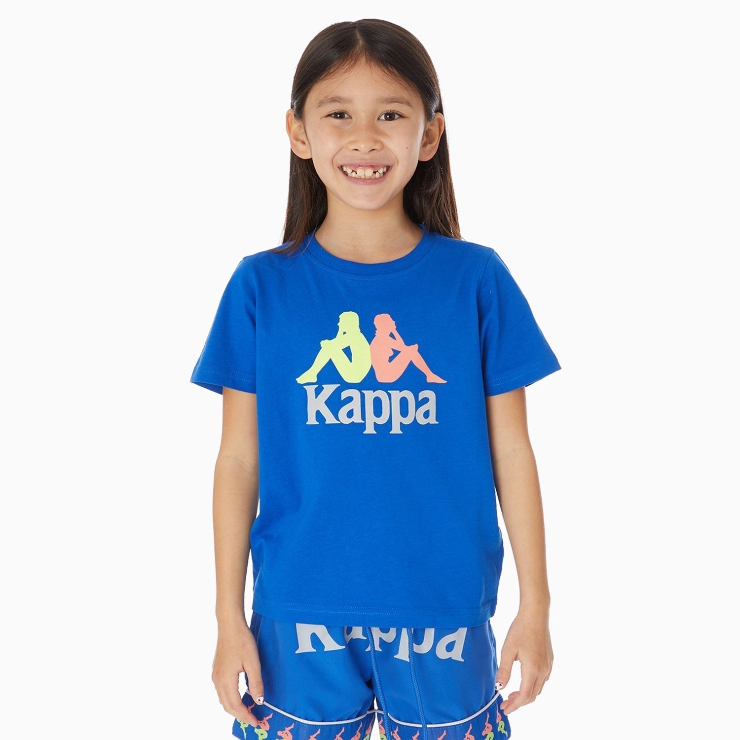 Kappa Kid s Authentic Estessi T Shirt Blue Green Orange Grey 10