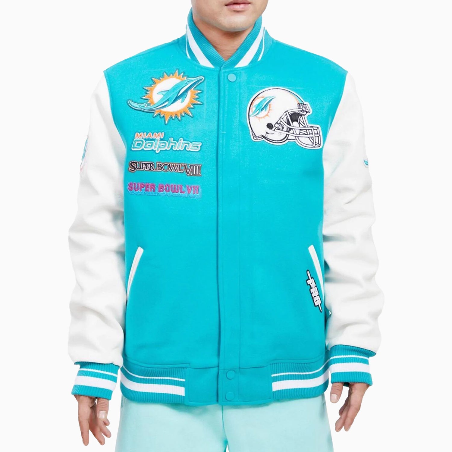 Pro Standard Men's Miami Dolphins Logo Varsity Jacket
