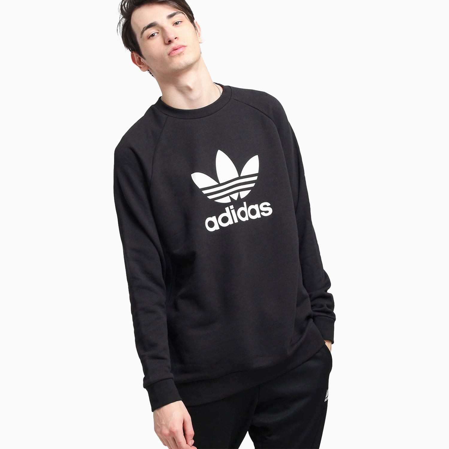 adidas Mens Trefoil Warmup Crewneck Sweatshirt