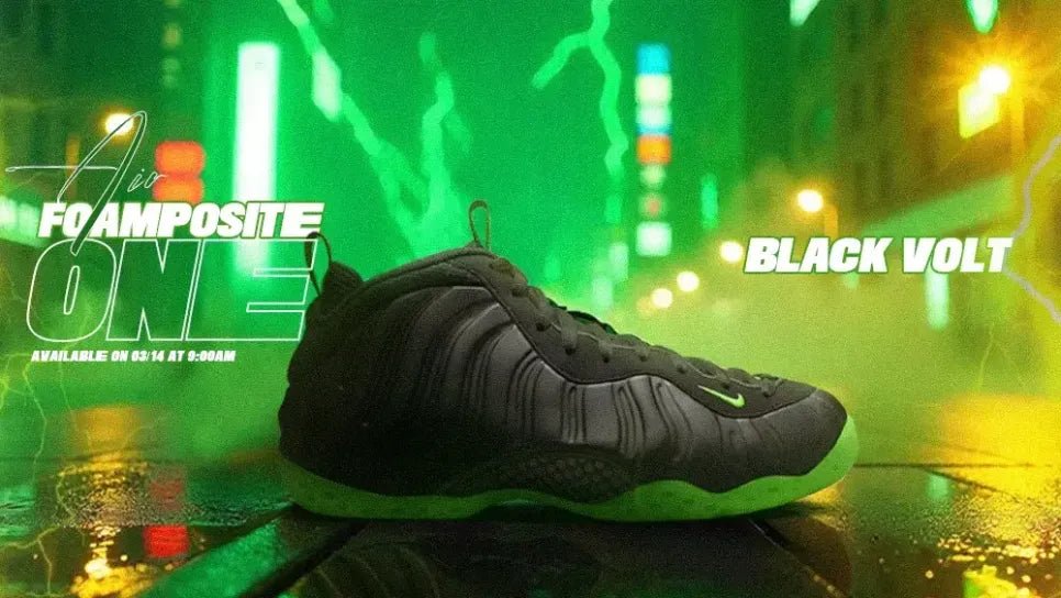 Electric Energy: Nike Air Foamposite One “Black Volt” Drops Soon - Tops and Bottoms USA