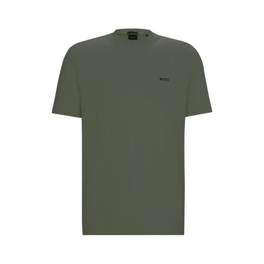 Men's Stretch Cotton Regular Fit T-Shirt With Contrast Logo Hugo Boss - Tops and Bottoms USA