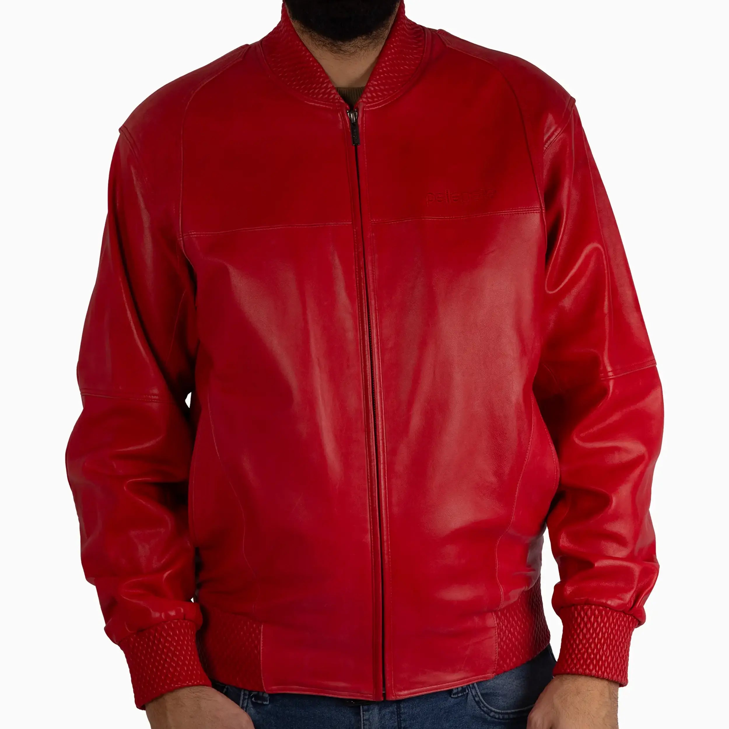 Men's Basic Blouson Leather Jacket