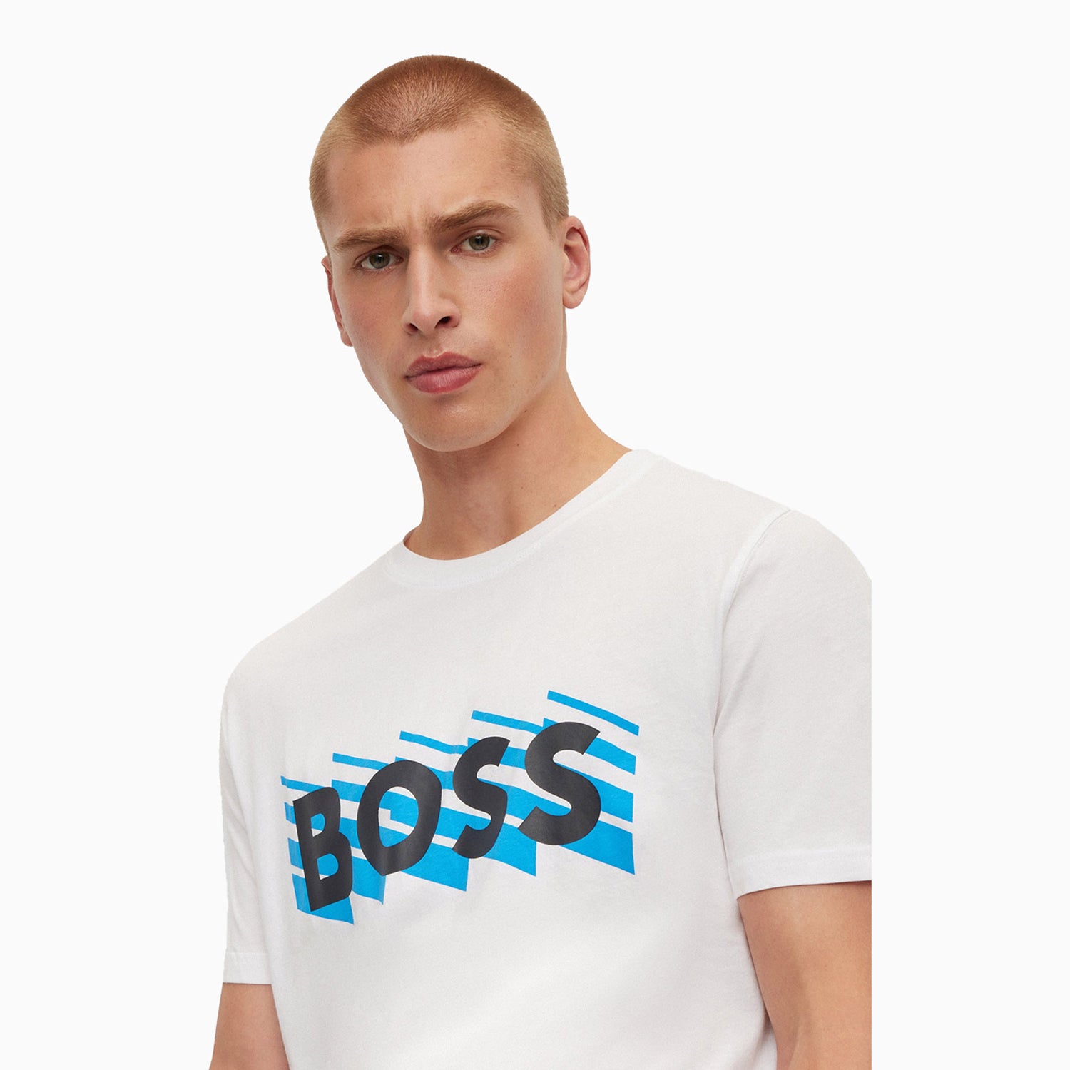 BOSS - Cotton-jersey T-shirt with rubber-print logo