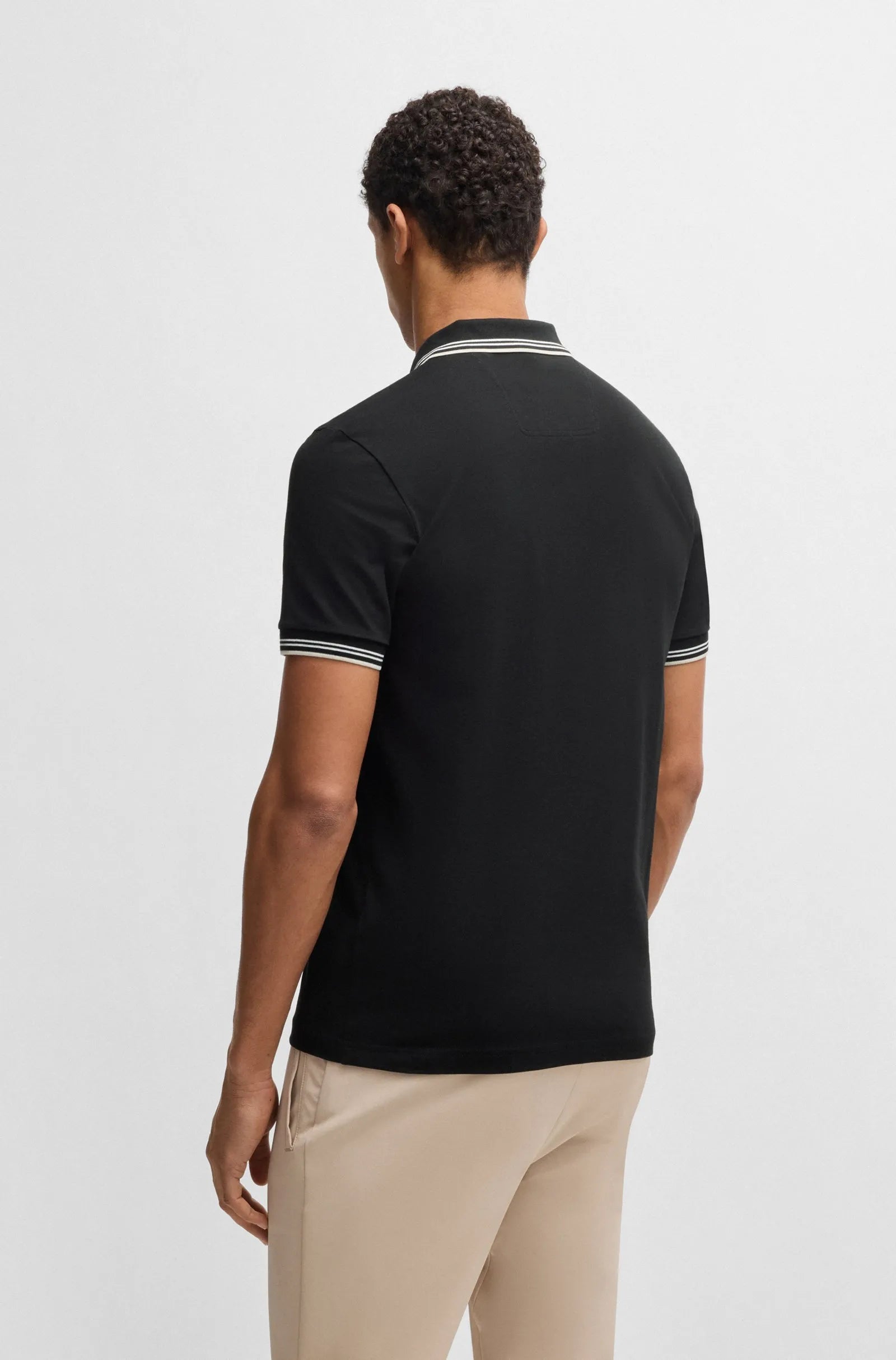 Men's Stretch Cotton Slim Fit Polo Shirt with Branding Hugo Boss - Tops and Bottoms USA