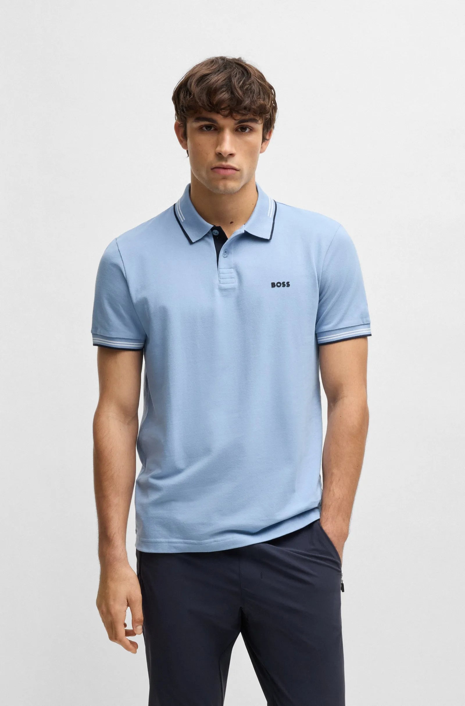 Men's Stretch Cotton Slim Fit Polo Shirt with Branding