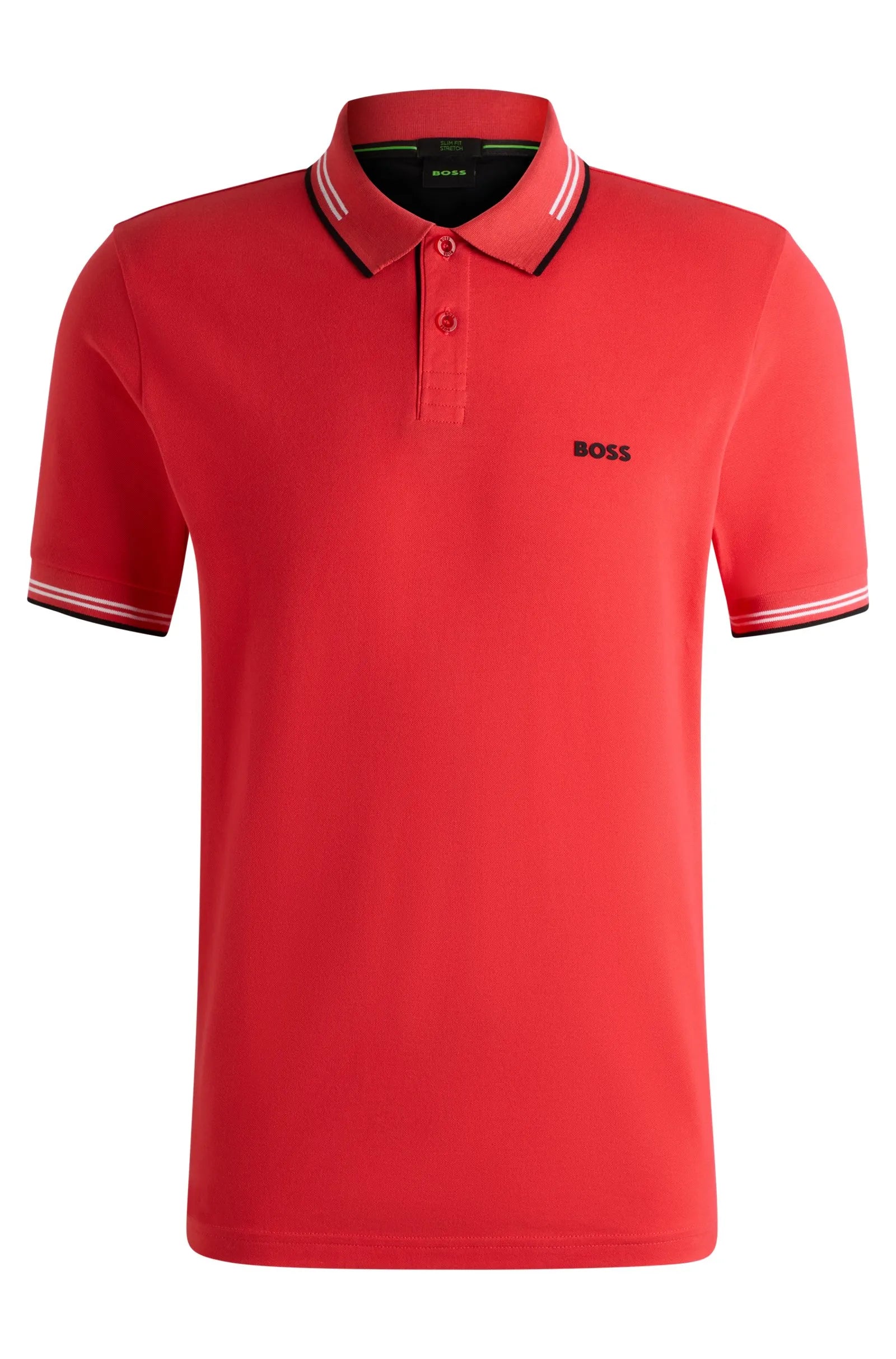 Men's Stretch Cotton Slim Fit Polo Shirt with Branding Hugo Boss - Tops and Bottoms USA