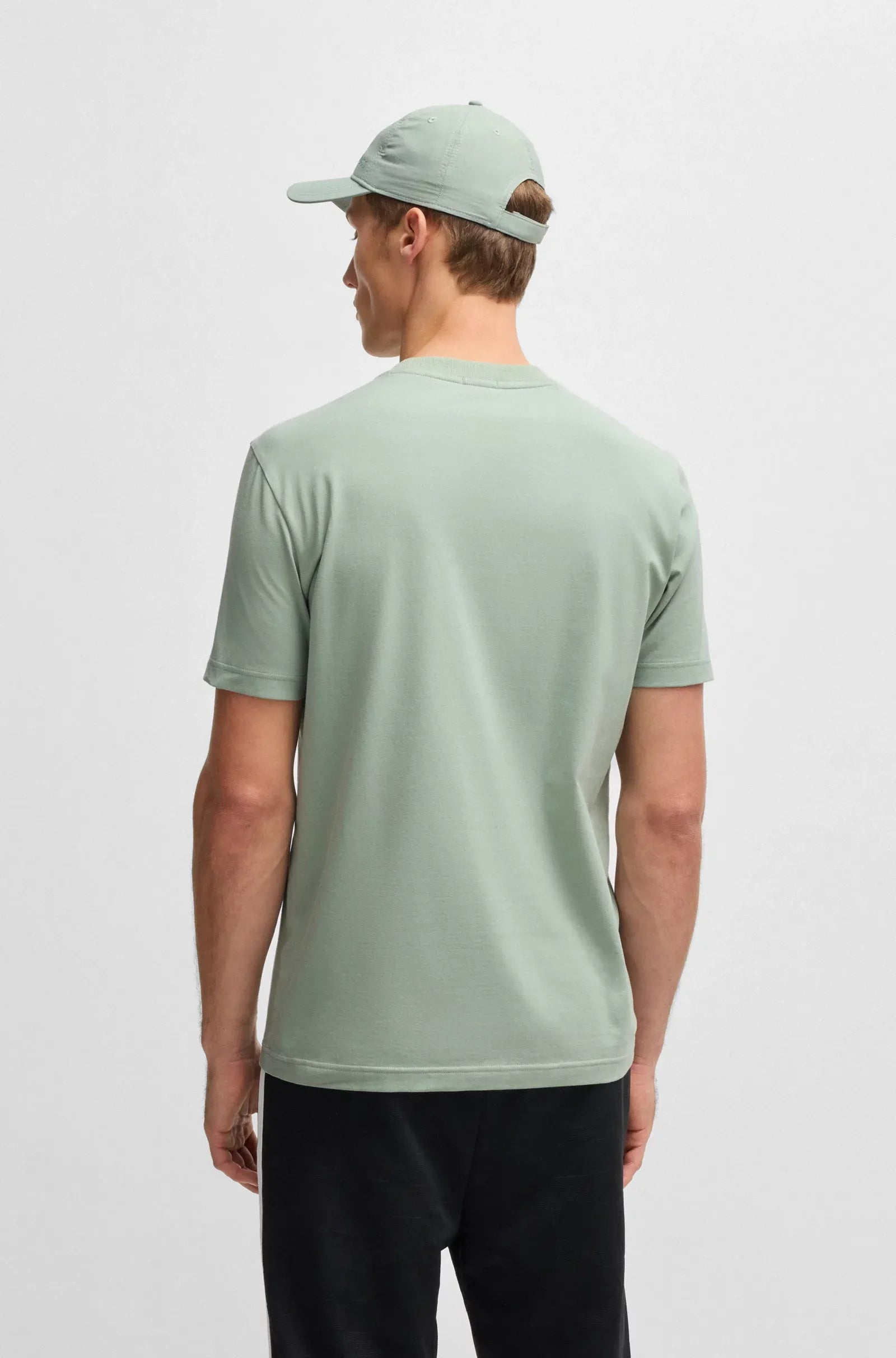 Men's Stretch Cotton Regular Fit T-Shirt With Contrast Logo Hugo Boss - Tops and Bottoms USA