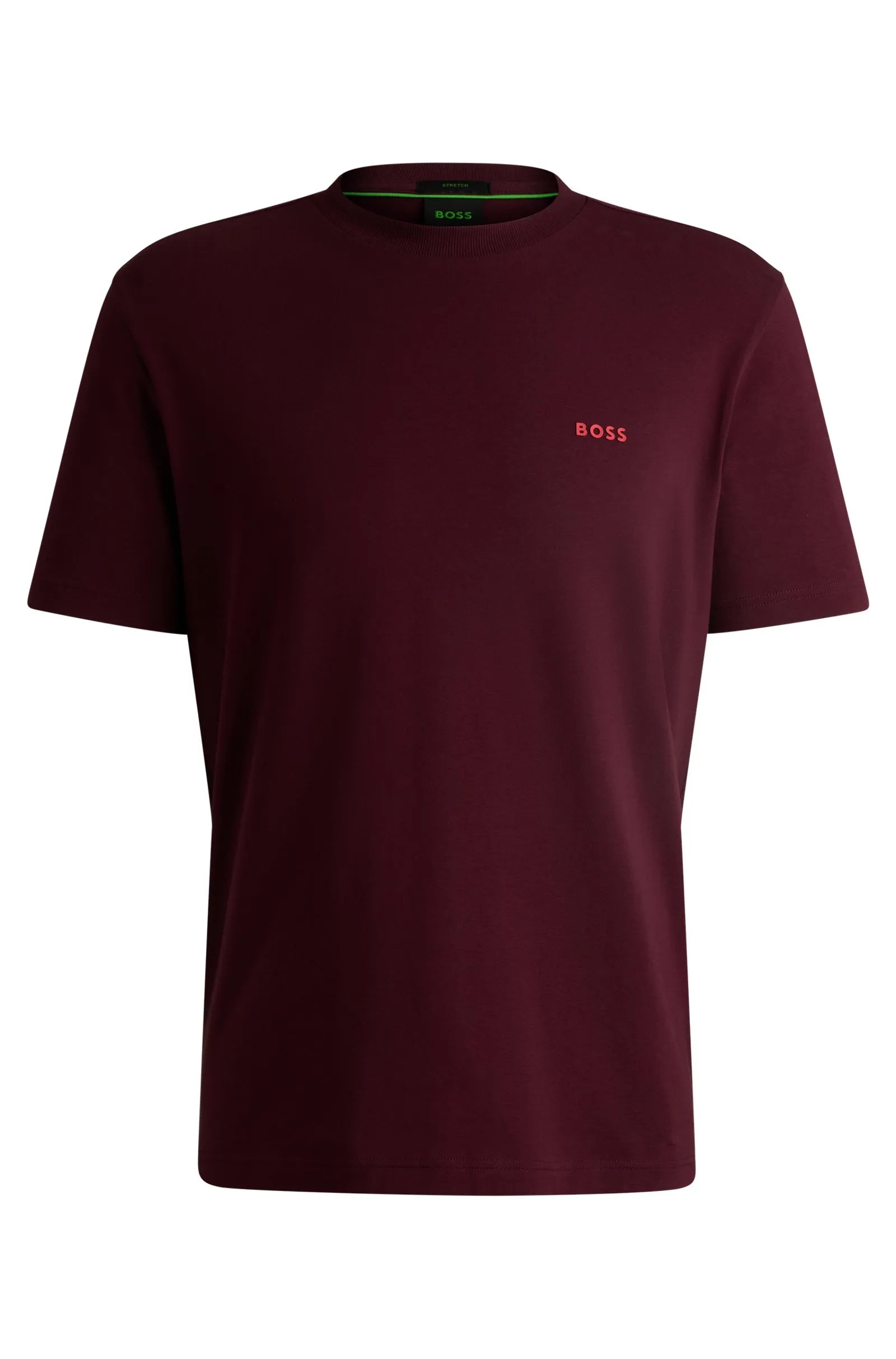 Men's Stretch Cotton Regular Fit T-Shirt With Contrast Logo Hugo Boss - Tops and Bottoms USA