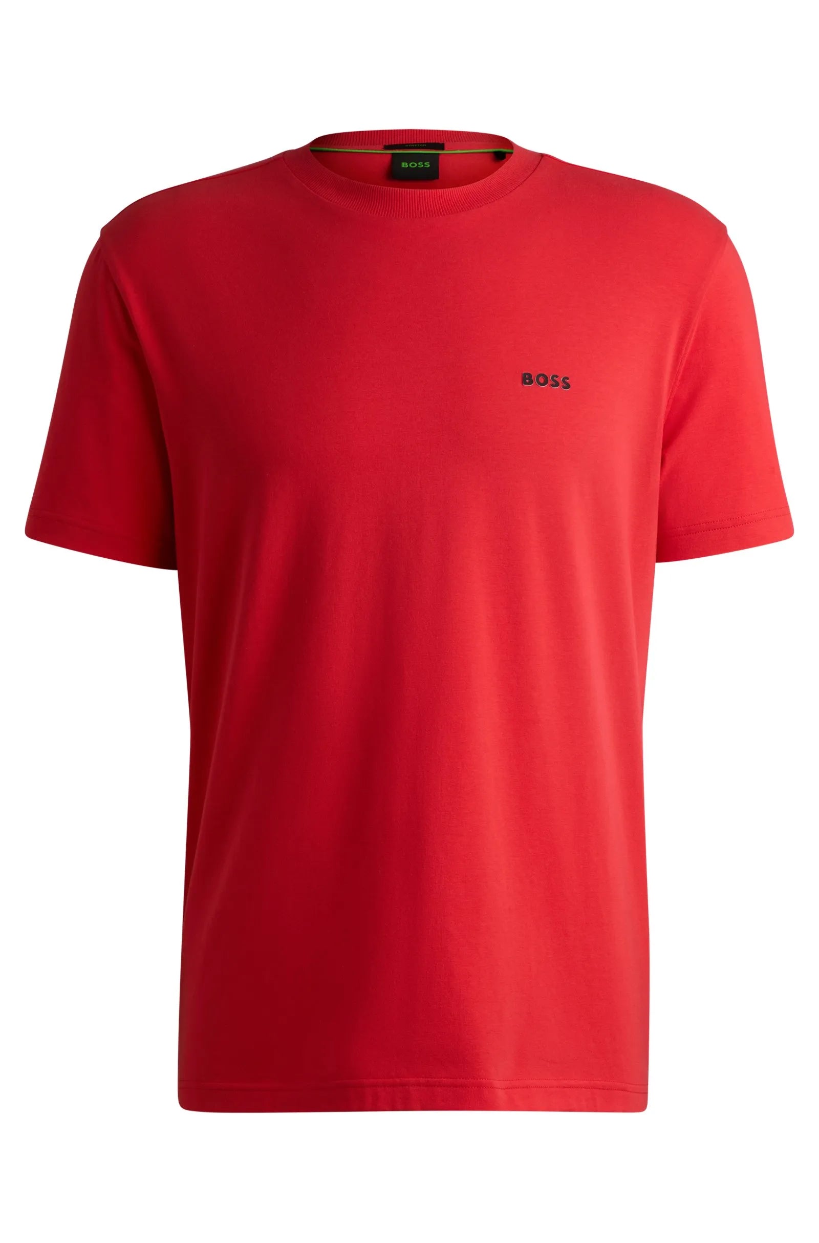 Men's Stretch Cotton Regular Fit T-Shirt With Contrast Logo Hugo Boss - Tops and Bottoms USA