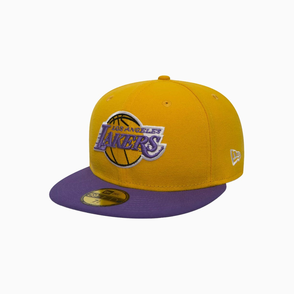 New Era Los Angeles Lakers Black Team Leather 59FIFTY Fitted Hat