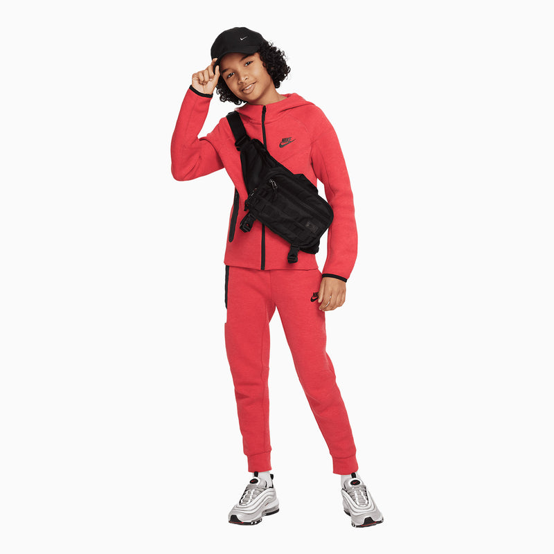 Kid's Sportswear Tech Fleece Tracksuit (Light University Red) featuring improved fit, taped seams, and secure pockets