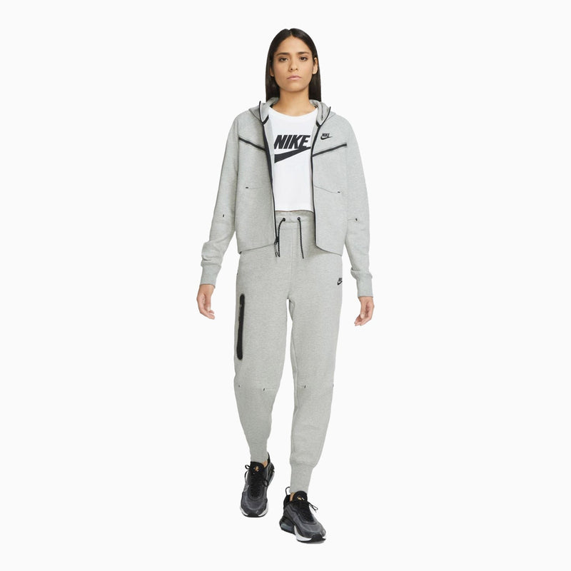 Women's Sportswear Tech Fleece Windrunner Tracksuit (Grey Heather) featuring soft cotton fleece and a relaxed fit with zippered pockets