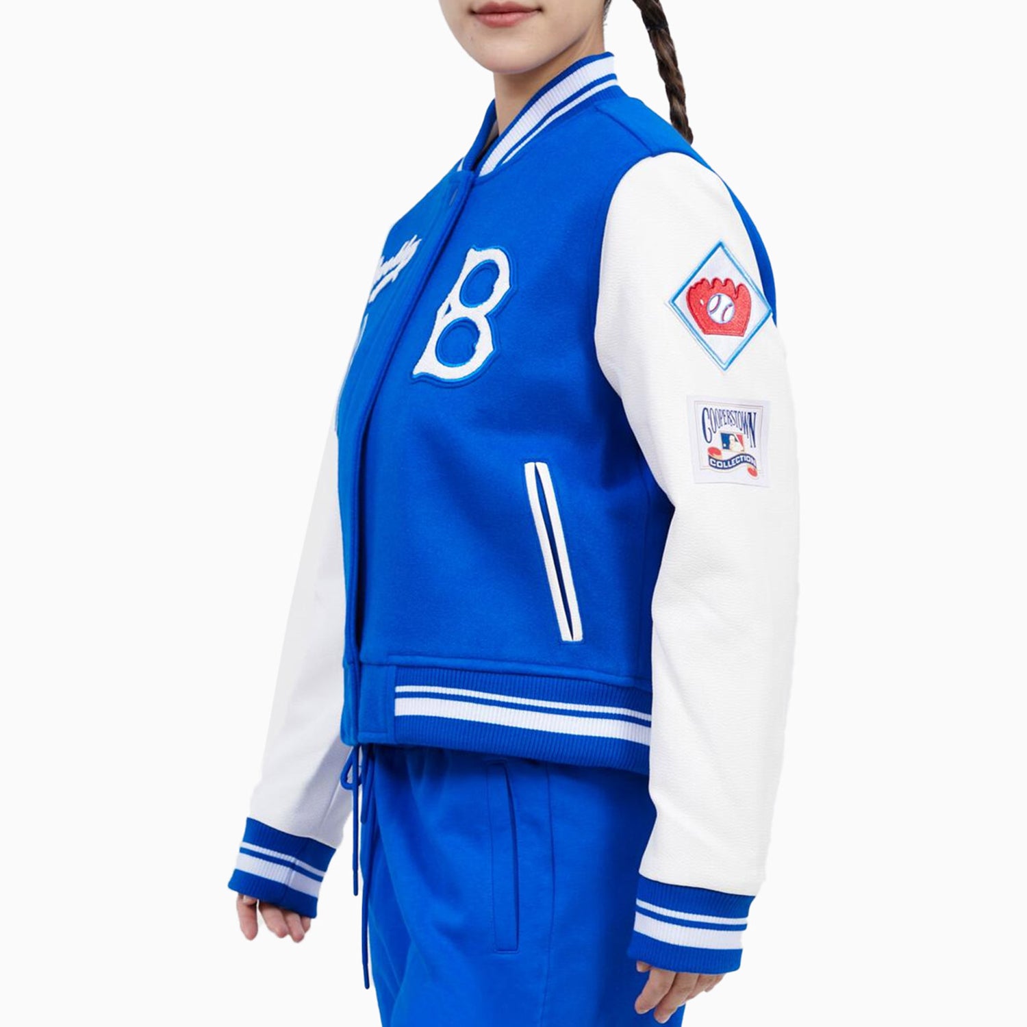 Pro Standard Womens Brooklyn Dodgers NFL Wool Varsity Jacket Royal Blue White / M