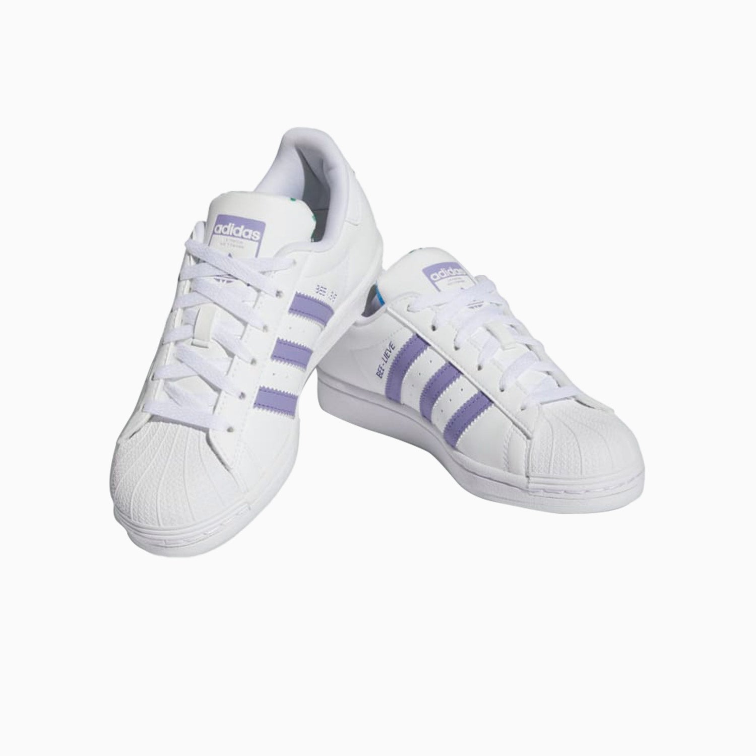 Adidas superstar purple stripes on sale