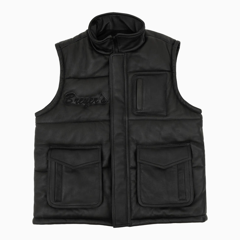 Breyer's Leather Puffer Vest All Black