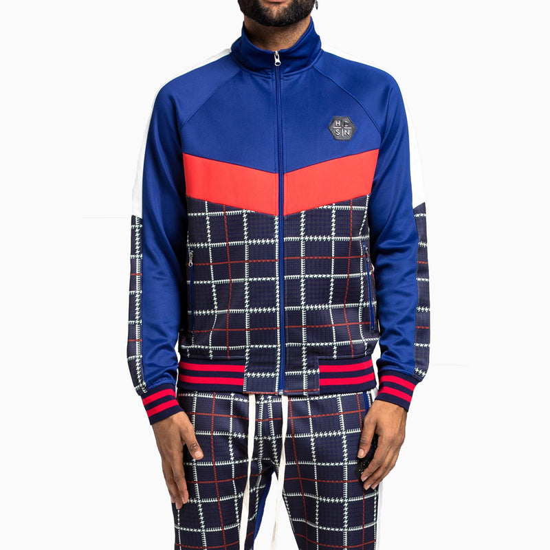 Hudson Outerwear Men's Glen Plaid Cut & Sew Track Jacket