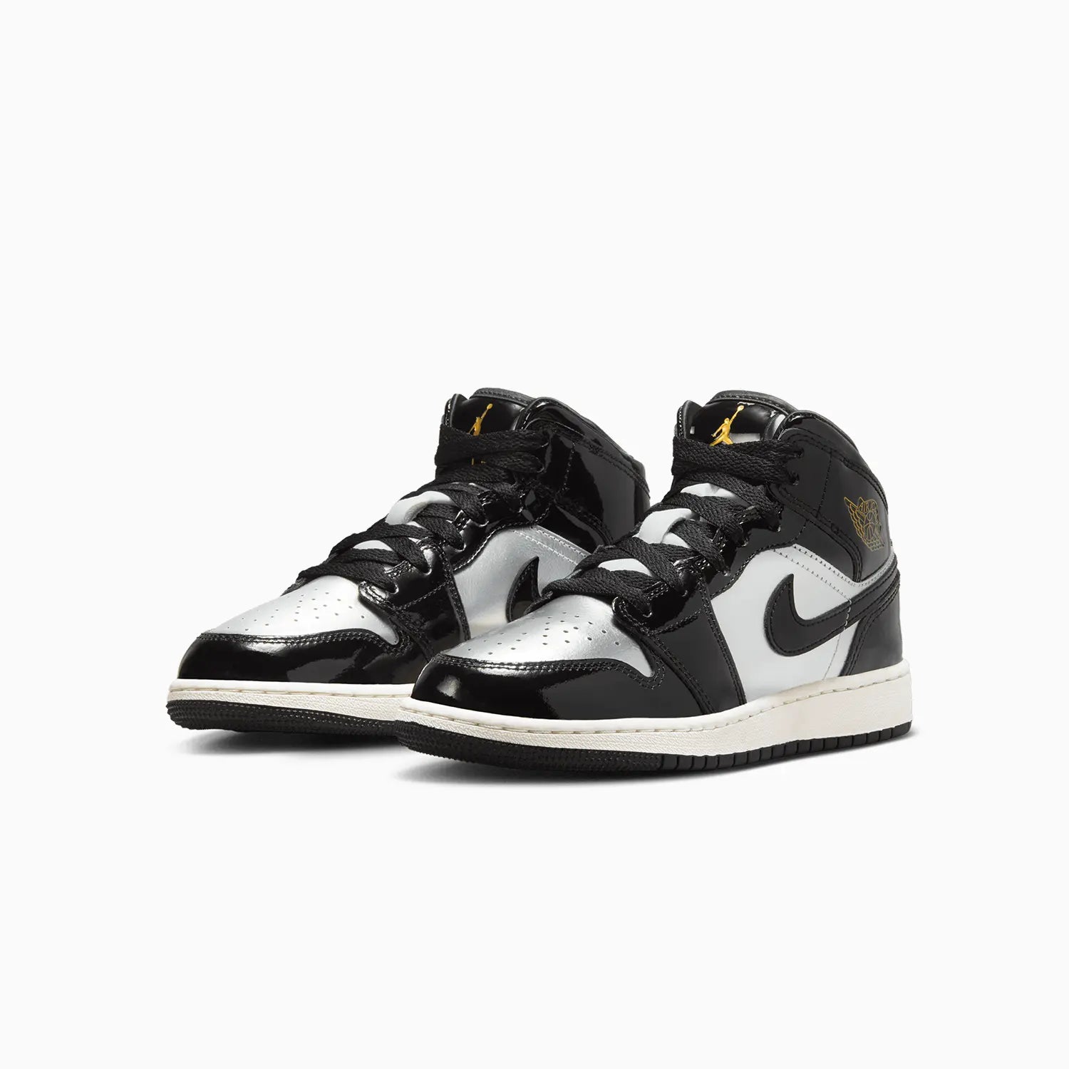 Kid's Air Jordan 1 Mid SE "Black Metallic Silver" Grade School