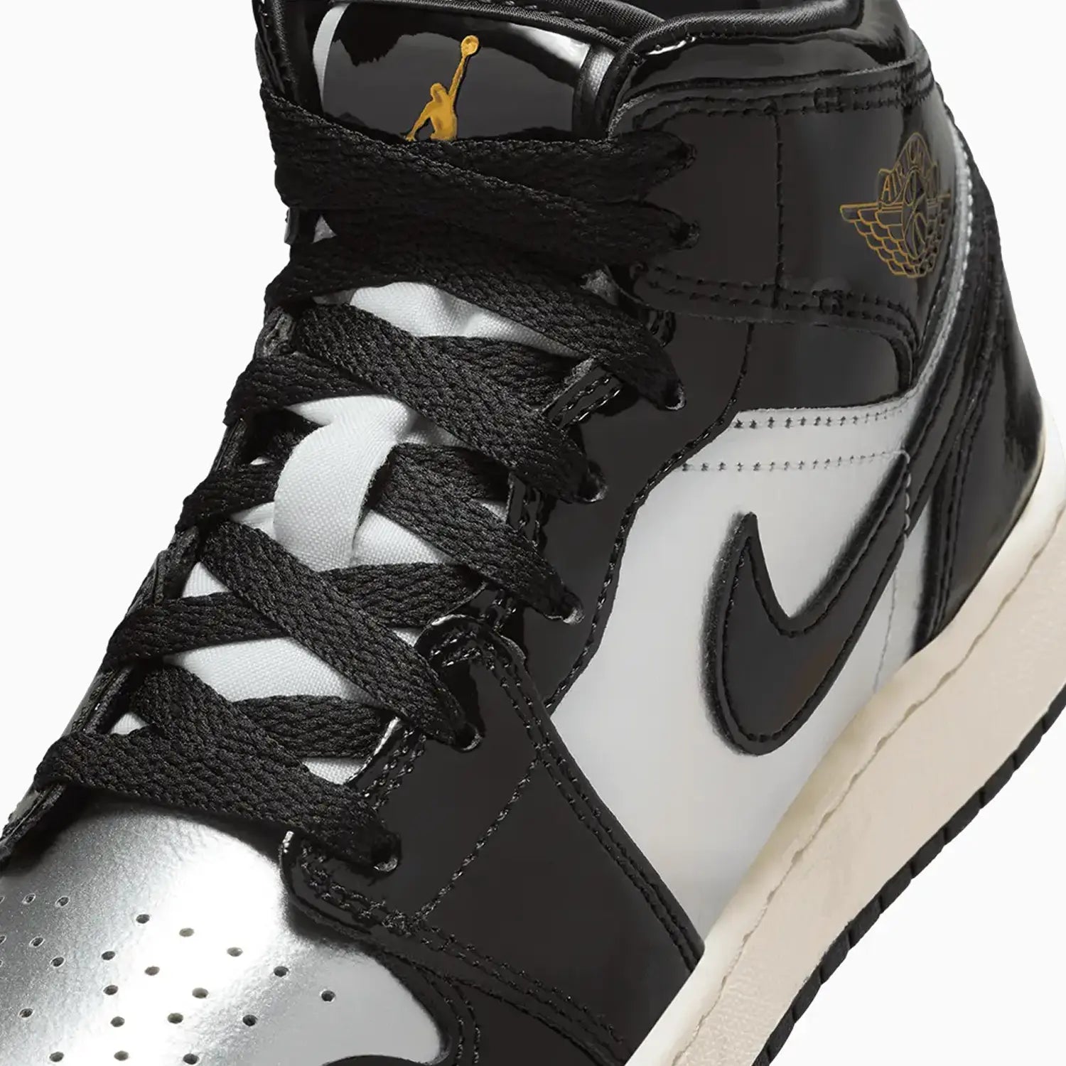 Kid's Air Jordan 1 Mid SE "Black Metallic Silver" Grade School