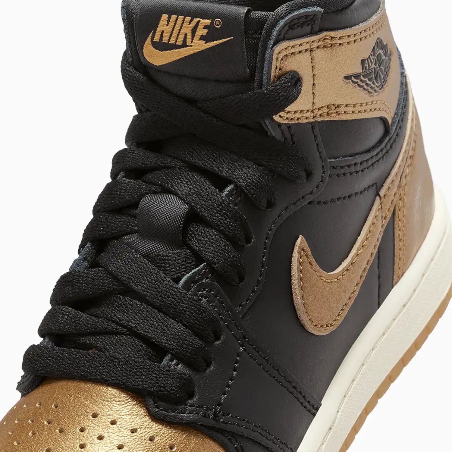 Kid s Air Jordan 1 Retro High OG Black Metallic Gold Pre School