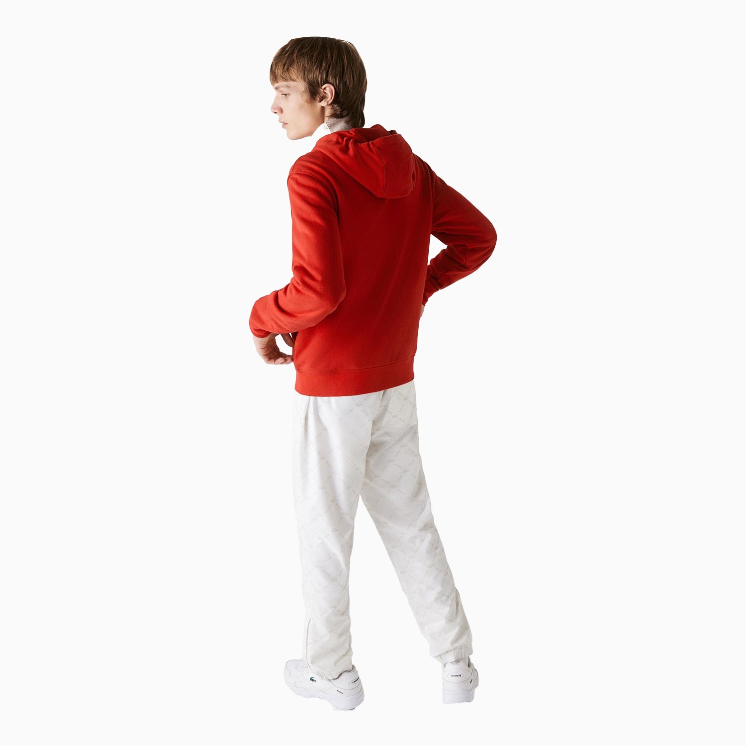 Red lacoste jogging suit on sale