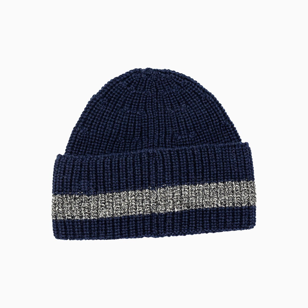 Men's turned edge ribbed wool beanie hotsell