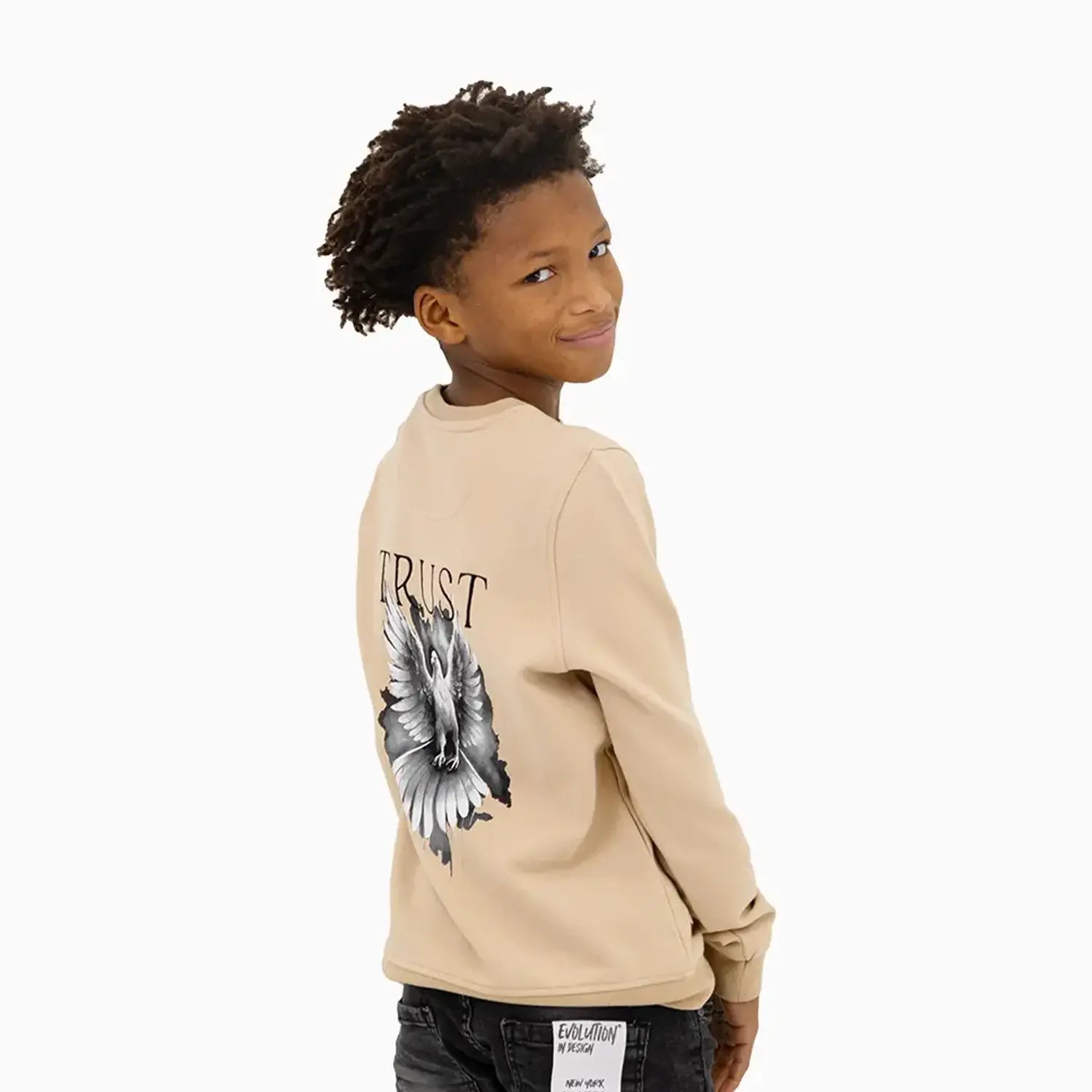 Kid's Washed Pigeon Crew Neck Sweatshirt