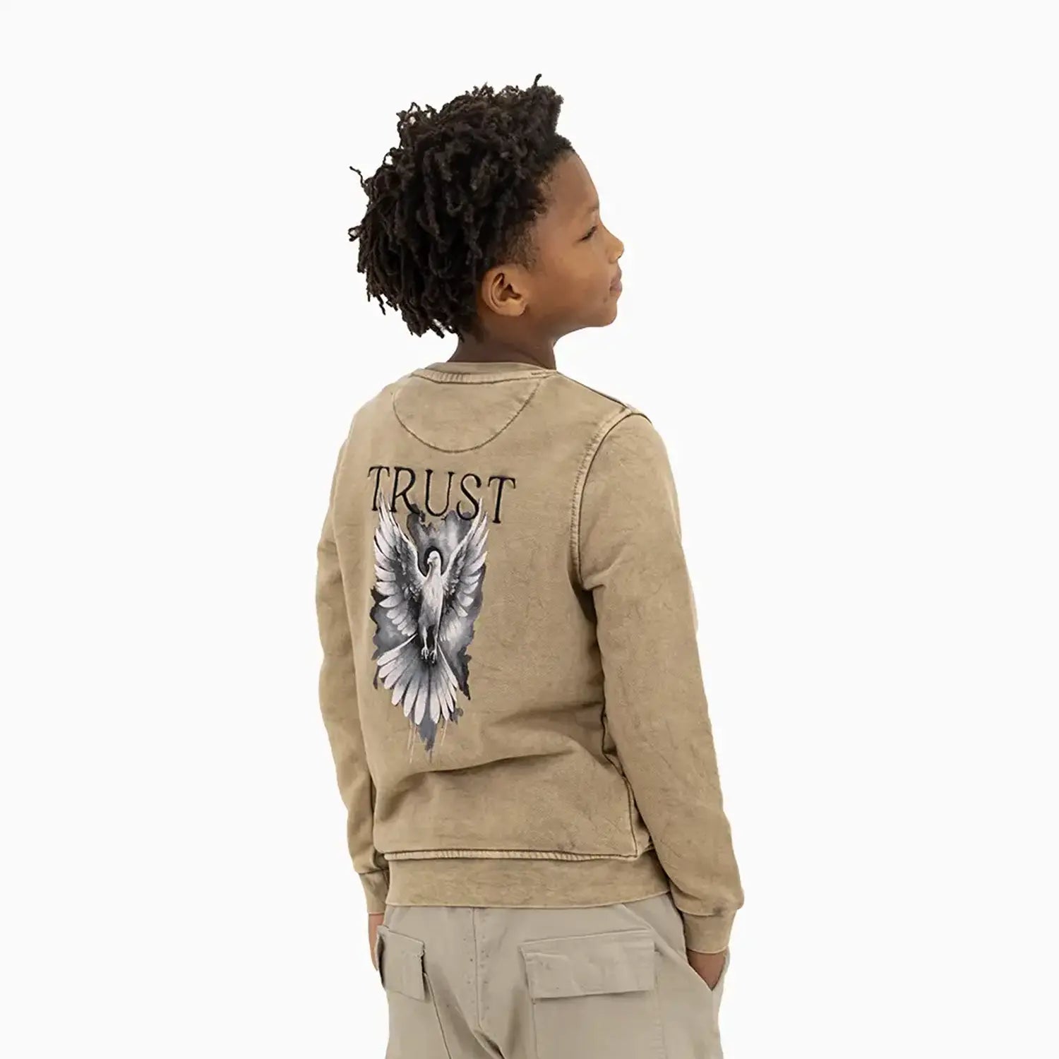 Kid's Washed Pigeon Crew Neck Sweatshirt