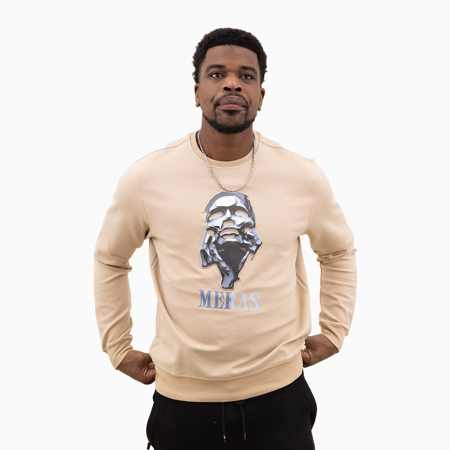 meras-mens-classic-logo-crew-neck-sweatshirt-mc2303-tan