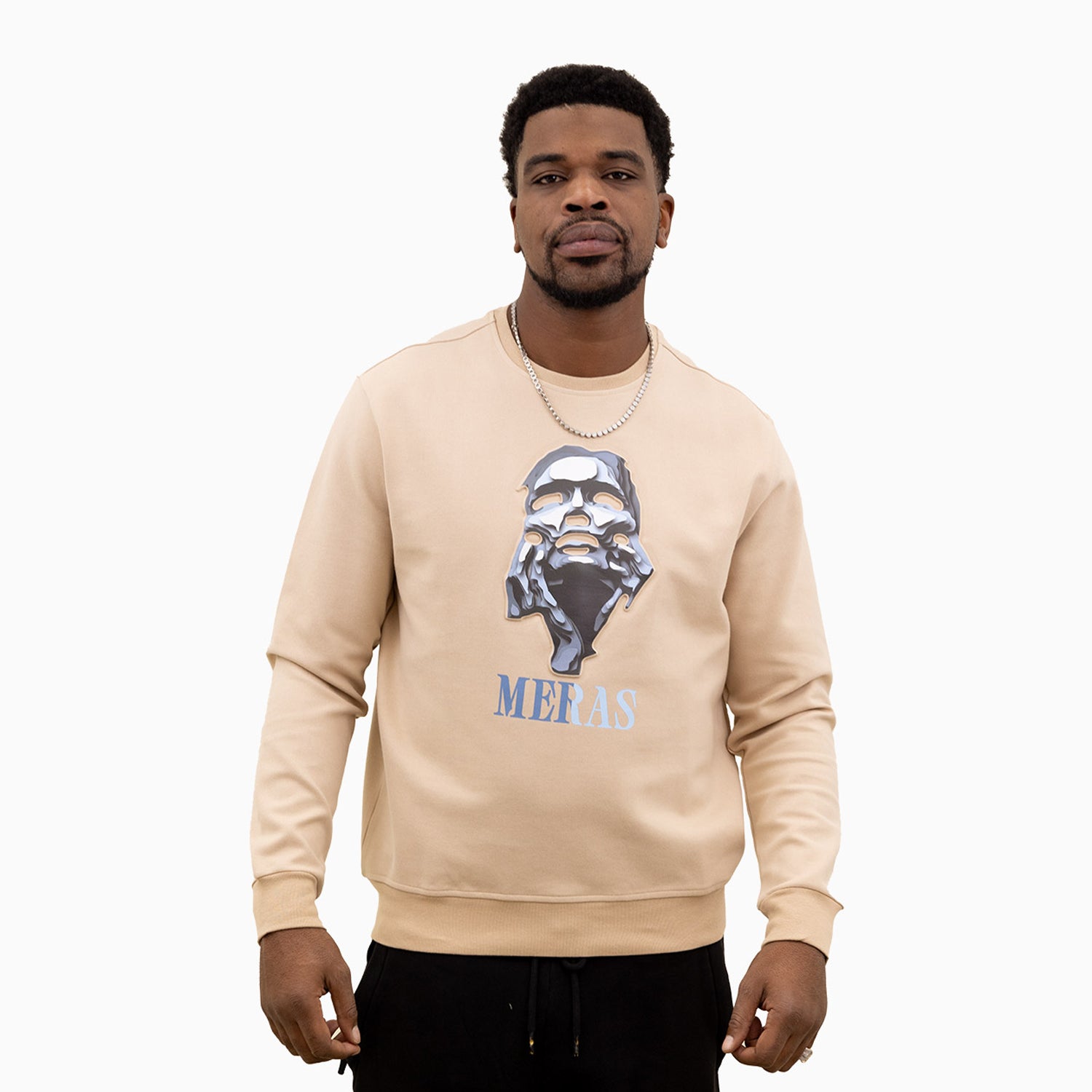 meras-mens-classic-logo-crew-neck-sweatshirt-mc2303-tan