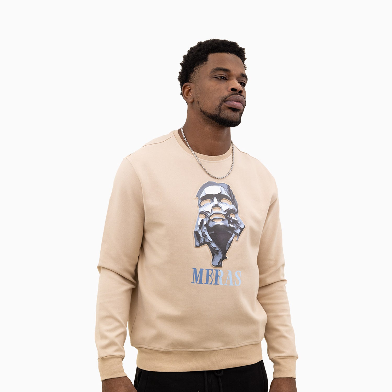 meras-mens-classic-logo-crew-neck-sweatshirt-mc2303-tan