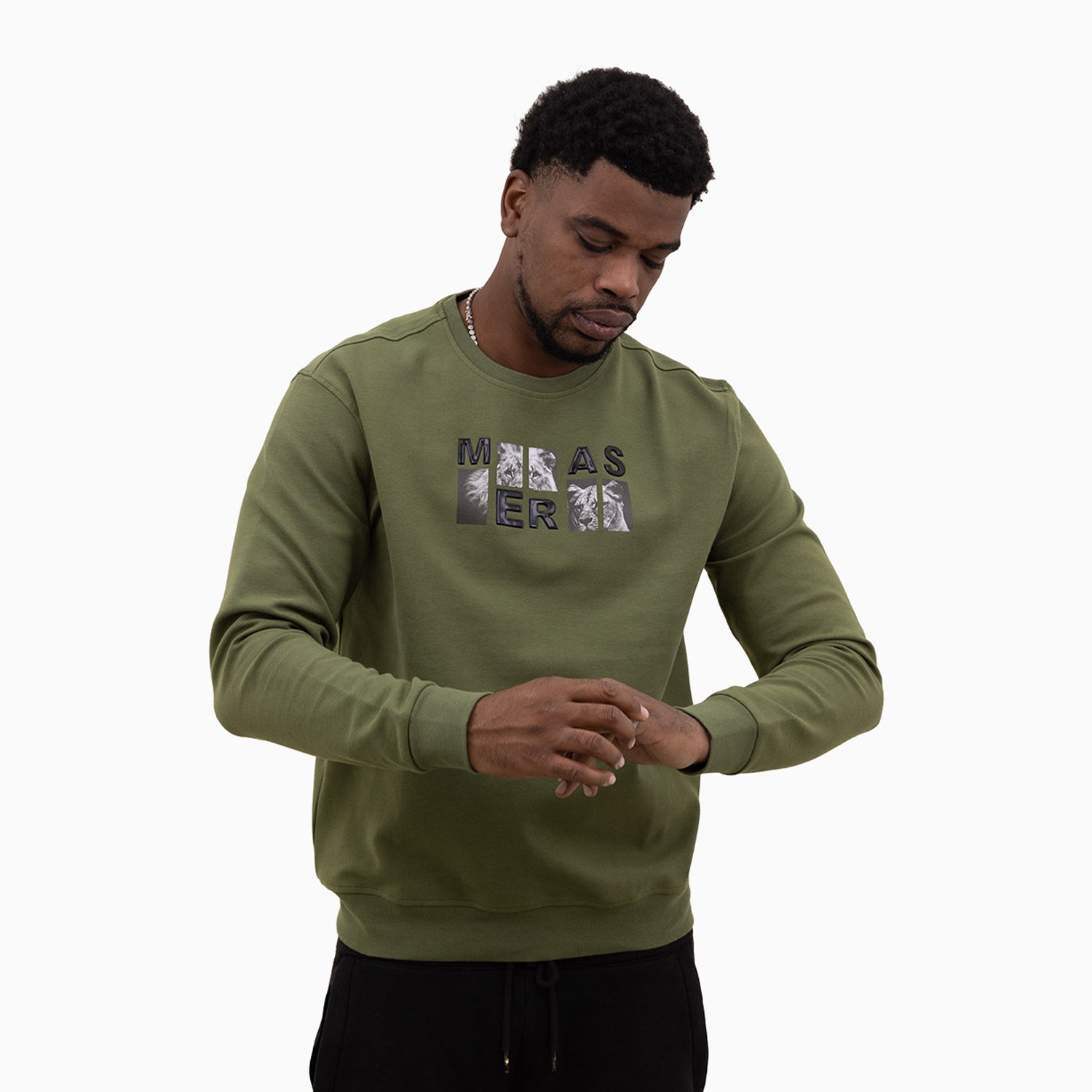 meras-mens-classic-logo-crew-neck-sweatshirt-mc2308-olive