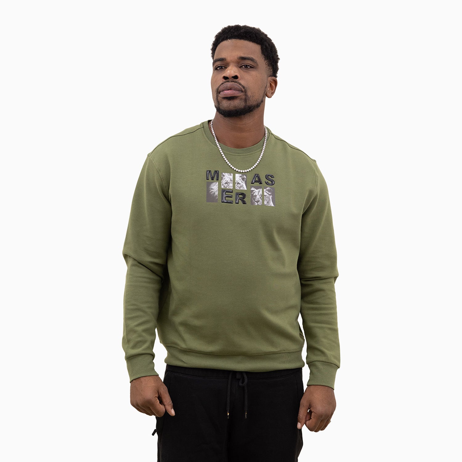 meras-mens-classic-logo-crew-neck-sweatshirt-mc2308-olive