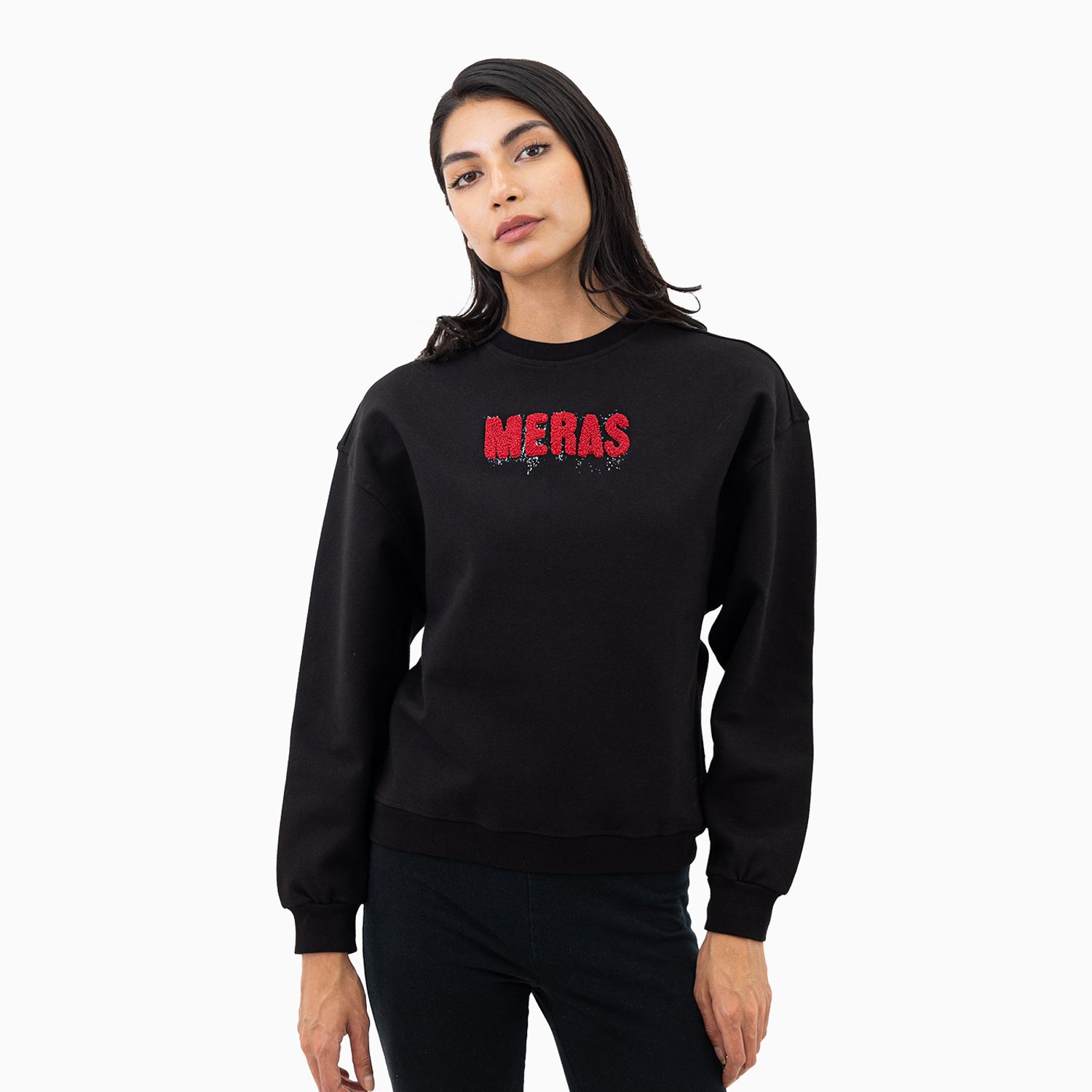 meras-womens-chenille-patch-sweatshirt-mcw2307-blkred