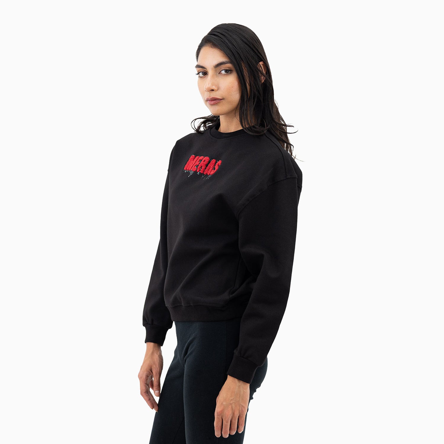 meras-womens-chenille-patch-sweatshirt-mcw2307-blkred