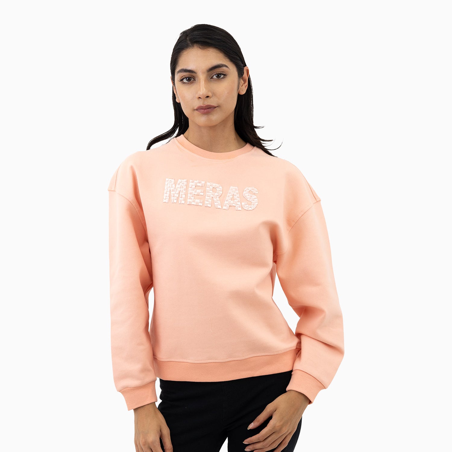 meras-womens-embroidery-crew-neck-sweatshirt-mcw2310-peach