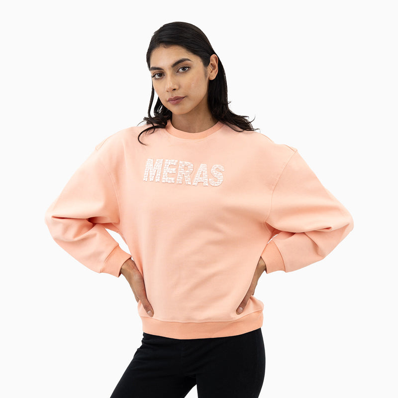 Meras Women's Embroidery Crew Neck Sweatshirt