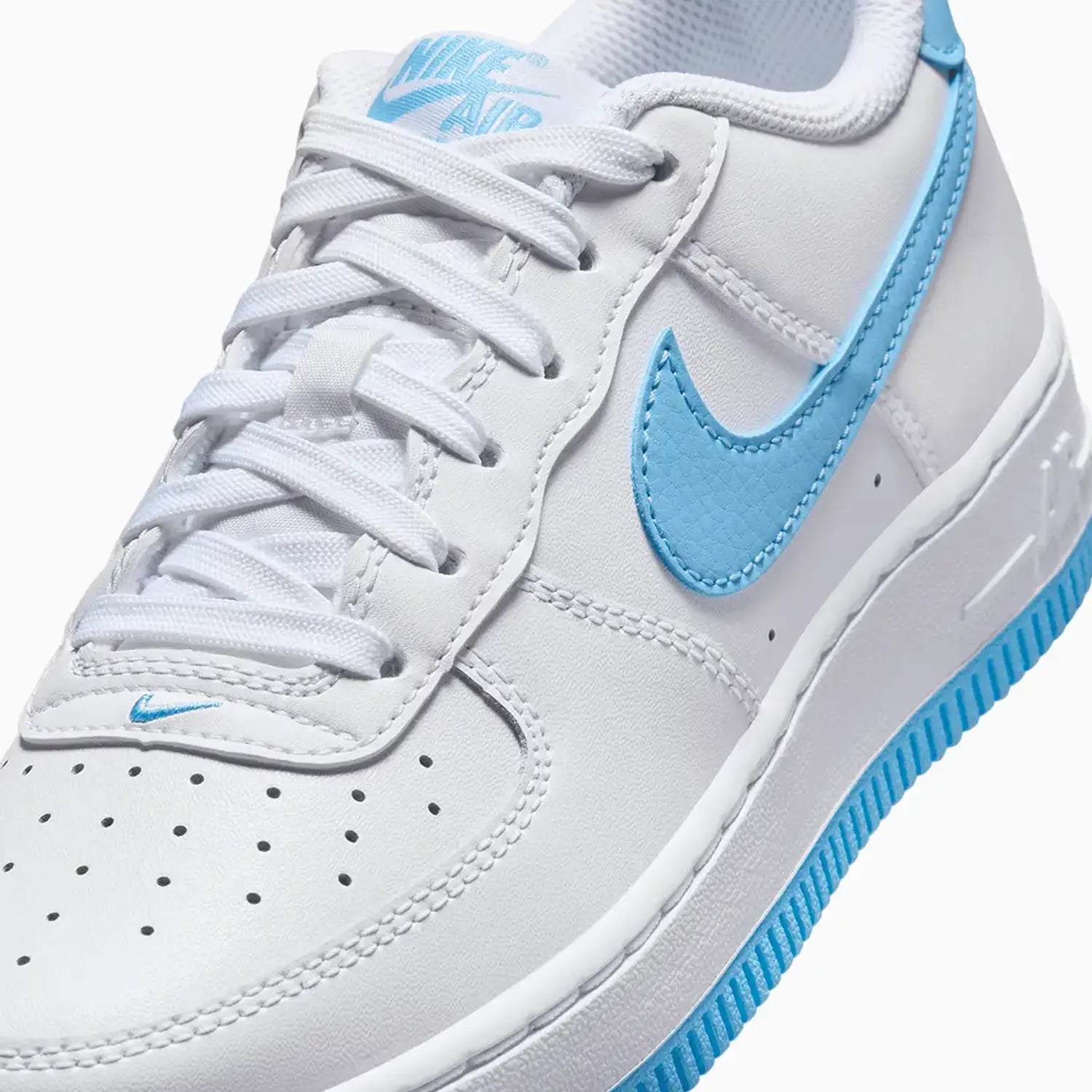 Nike Air Force 1 Grade School Boys White Aquarius Blue Shoes Size 7