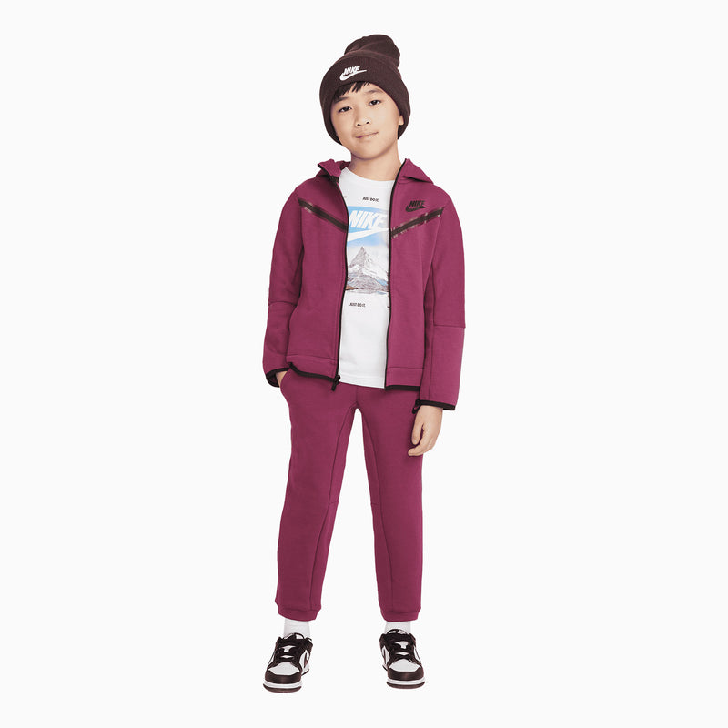 Kid's Sportswear Tech Fleece Tracksuit (Rosewood) featuring Therma-FIT technology for warmth, breathability, and comfort