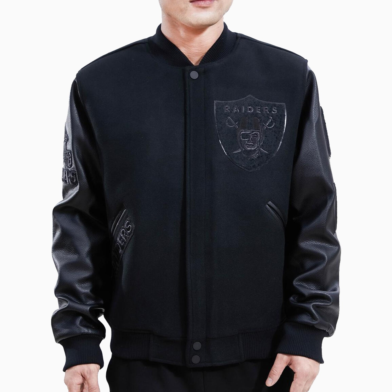 Product Detail  RAIDERS QUILTED BLACK BOMBER JACKET - Black - S