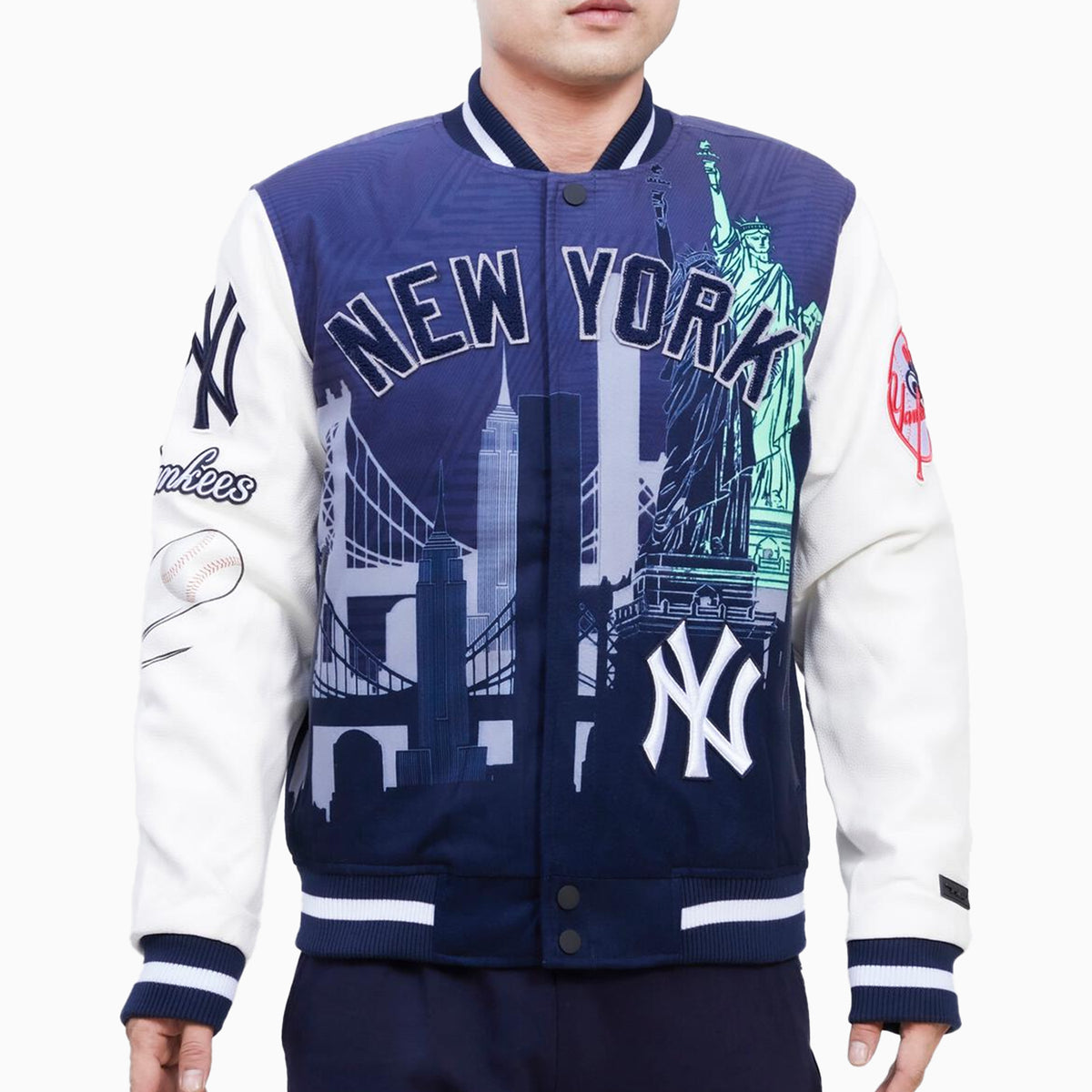 Men's New York Yankees Pro Standard Navy Remix Full-Zip Varsity Jacket