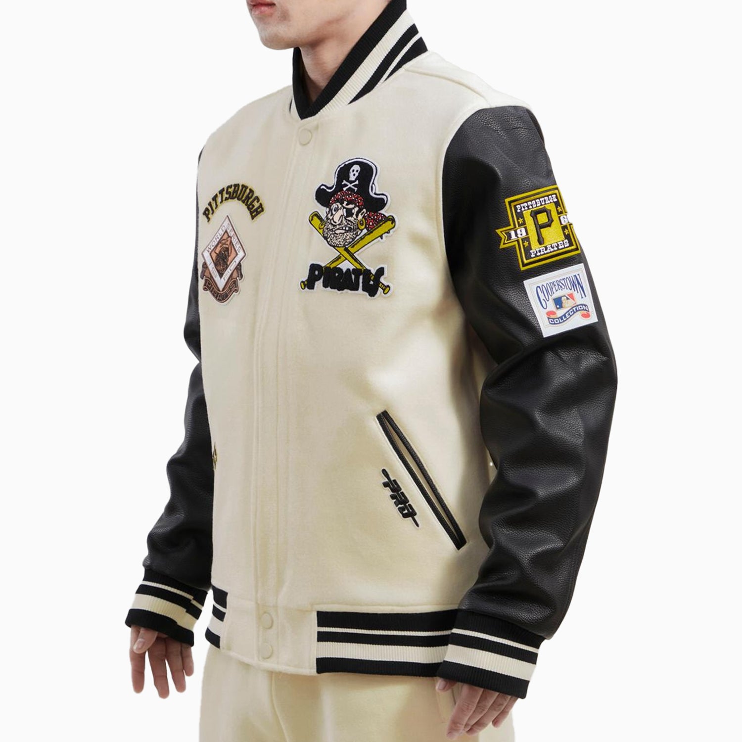 PITTSBURGH STEELERS RETRO CLASSIC RIB SATIN JACKET (EGGSHELL