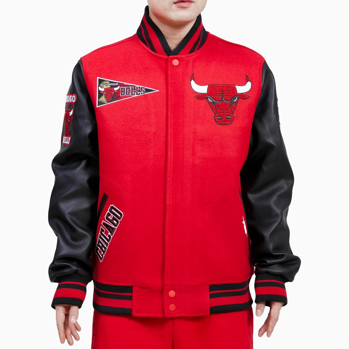 Chicago Jacket Bulls Basketball Mitchell Ness Letterman Black Wool Bomber  Jacket